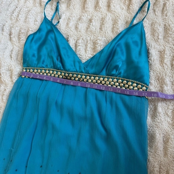 NWT VINTAGE 100% Silk Blue Embellished Slinky Dress Size 14 *defects* - Picture 7 of 8